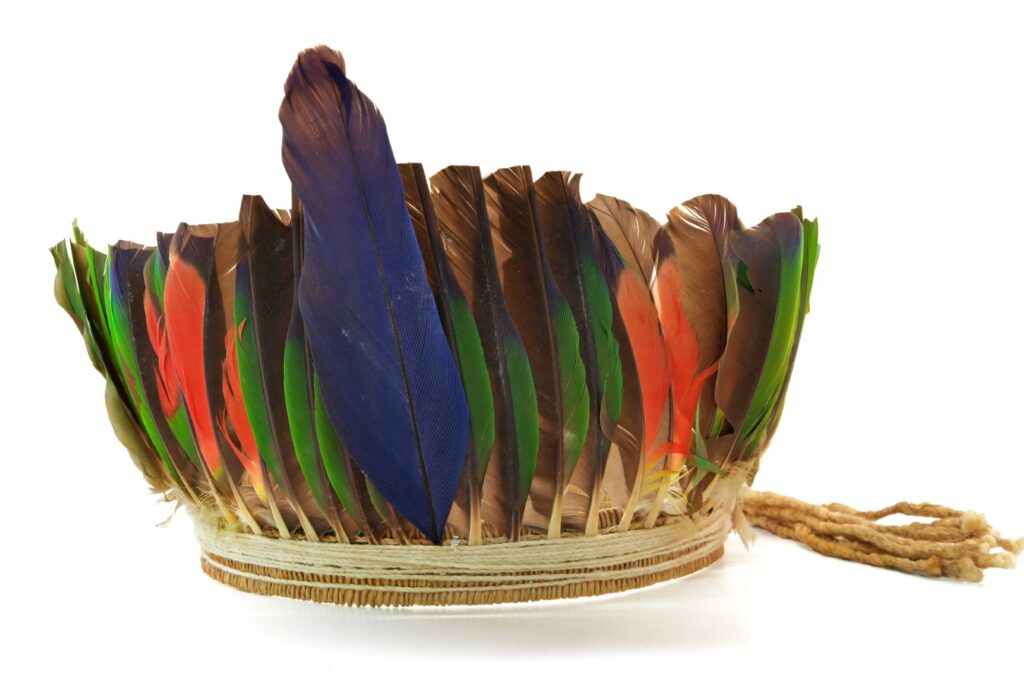 ParaTodosVerem: Imagem de um cocar indígena com penas coloridas. 